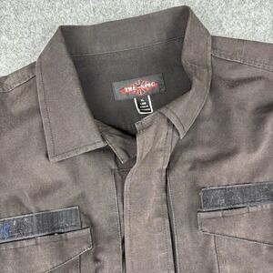 Tru-Spec Tactical Jacket Mens XL Long Black Ripstop Full Zip Military USA Flag